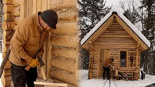 Build a wooden house, make wooden floors alone in the heavy snowfall season l Life The Jungle