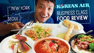 Korean Airlines BUSINESS CLASS FOOD REVIEW New York to Seoul | What You NEED to Know!