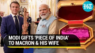 PM Modi Presents Sitar To Macron, Silk To Wife; Details Of Unique Gift Exchange | Watch