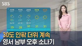 [날씨] 30도 안팎 더위 계속…영서 남부 오후 소나기 / SBS