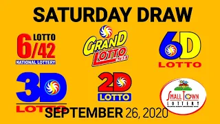 Lotto Result September 26 2020 (EZ2, SWERTRES, STL, 6/42, 6/55, 6D)