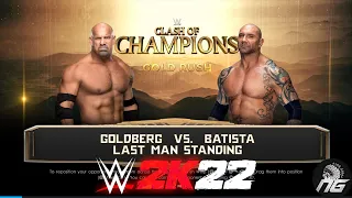 Goldberg vs Batista LAST MAN STANDING MATCH WWE 2K22 PS5 Gameplay | 4K 60FPS