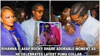 A$AP Rocky and Rihana share a cute moment as he celebrates their most recent Puma collaboration.