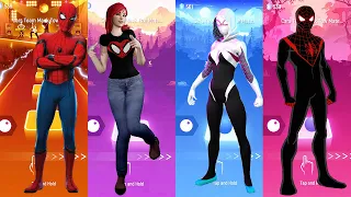 Tiles Hop Dance Duel: Spider-Man & MJ vs. Spider-Gwen & Miles Morales