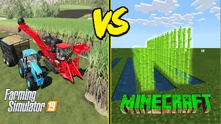 Farming Simulator 19 VS Minecraft : SUGARCANE PLANTING & HARVESTING !