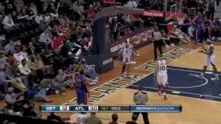 Maurice Evans block Jonas Jerebko to the floor vs Detroit Pistons