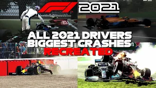 F1 2021 Game: RECREATING ALL THE 2021 DRIVERS BIGGEST CRASHES