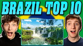 American Guys React to 10 Best Places to Visit in Brazil (GRINGOS REAGEM)