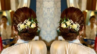 Live with Pam - Luxurious Low Textured Bun Bridal Up Do Hairstyle with Fresh Flowers!