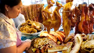 Super Fast Speed! Fat Lady Best Skill Cutting Meat | Cambodian Street Food