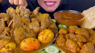 ASMR EATING CHICKEN LIVER CURRY AND RICE, EGG CURRY, SWEETS BIG BITES EATING SPICY MUKBANG