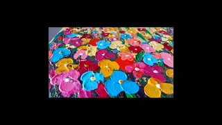 Яркие цветы мастихином картина акрилом