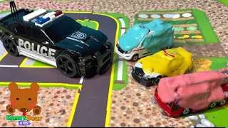 Diecast Cars Fall into the Water! Cars Become Muddy !…more fun stories 【Kuma's Bear Kids】