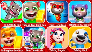 Talking Tom Candy Run, Tom Gold Run, Talking Tom Hero Dash, Talking Tom Jetski, Pet Gold Run...