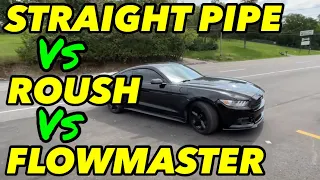 Ford Mustang 3.7L V6: ROUSH Vs FLOWMASTER OUTLAW Vs STRAIGHT PIPE!