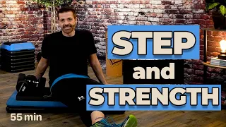 Step and Strength workout - Steve SanSoucie, SS Fit Studio.  4 Step combos with weight segments