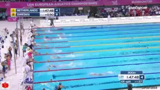 Italia d'argento nella 4x100 stile libero femminile con Federica Pellegrini Europei 2016 Londra