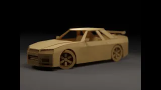 [ 紙皮車 ] I made a NISSAN SKYLINE GT-R R34 with cardboard