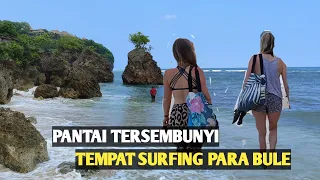 PANTAI TERSEMBUNYI//SPORT SURFING  BULE Eropa DI BALI//bingin beach
