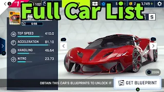 Asphalt 9: Legends Full Car List + DLC Cars | 2022