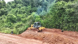 Part-2 Watch Impressive Construction Project Mountain Road Construction Bulldozer Pushes Levels Dirt