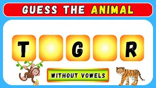 Guess the Animal Without Vowels 🐶🐔🐧| Easy, Medium, Hard Levels | Animal Fun Quiz