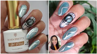 Sea Blue Cat Magnetic Gel Nail Art Idea - Testing! Sea Blue Cat Magnetic Gel - Born Pretty Review