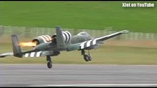 A-10 Warthog catches fire on takeoff (huge RC model plane)