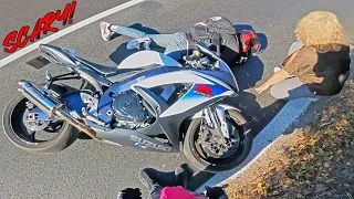 RIDER CRUSHED IN THE MIDDLE OF THE ROAD - Crazy Motorcycle Moments - Ep.372