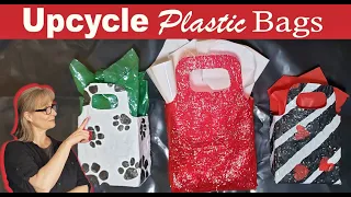 3 Ways to Make PLASTIC BAGS into Reusable Gift Wrap - Upcycling Plastic