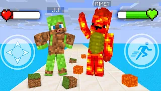 JJ Grass Dirt Elemental and Mikey Fire Element Challenge - Maizen Minecraft Animation