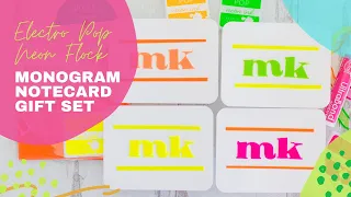 DIY Neon Flock Monogram Notecard Gift Set with Rina K. Designs & The Stamp Market Dies