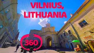 Vilnius Lithuania VR 360 travel video. Старый город в Вильнюсе,  Литва, панорама.