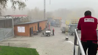 Explosion of coal dust - demonstration of hazzard for employee