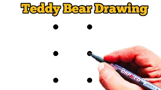 How to draw cute Teddy Bear from 6 dots | Easy Teddy Bear Drawing | Dots drawing