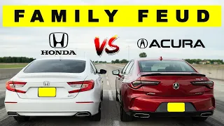 2021 Acura TLX A Spec takes on the smaller brother Honda Accord 2.0t Sport | Drag and Roll Race.