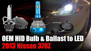 Nissan 370Z 2013 OEM HID Headlight Bulbs to LED Conversion Kit, Plug & Play Install