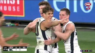 Charlie Curnow kicks the sealer courtesy of his brother Ed