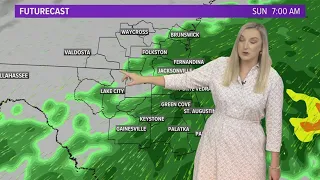 Rain holds steady overnight, slowly tapers off Sunday