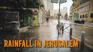 Rainfall in Jerusalem, a rainy day in Jerusalem, Israel