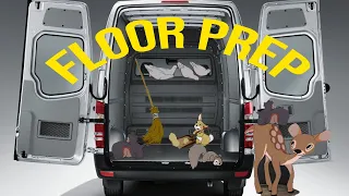 Removing old floor in a sprinter van