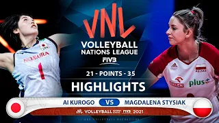 Ai Kurogo vs Magdalena Stysiak | Japan vs Poland | VNL 2021 (HD)