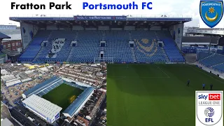 Ep38. Fratton Park Stadium by drone. Home of  Portsmouth FC. In League 1 for the 23/24 season