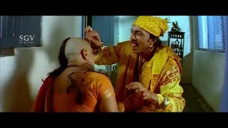Sudeep fooled Aunty in Swamiji Getup Comedy | Hilarious Kannada Comedy Scenes | Veera Madakari