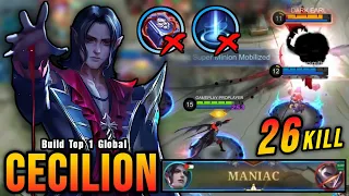 Almost SAVAGE!! Cecilion Best Build, Insane 26 Kills No Death!! - Build Top 1 Global Cecilion ~ MLBB