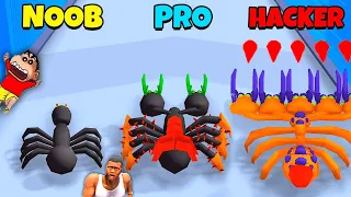 NOOB vs PRO vs HACKER in SPIDER SHOOT with SHINCHAN and CHOP