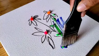 Easy Acrylic Painting Technique / Abstract Floral Painting / Step By Step