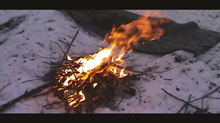 salmon cooked on coals,first meal at the new winter camp