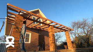 The guy assembles the SLOPE ROOF SYSTEM on his own. FULL ASSEMBLY OF THE FRAME