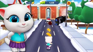 Talking Tom Gold Run Neon Angela Fights The Christmas Raccoon Boss in The Cave !!!